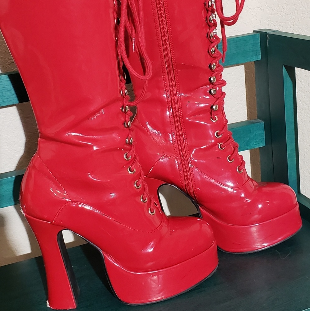 Red Vinyl Platform Boots- Halloween?!